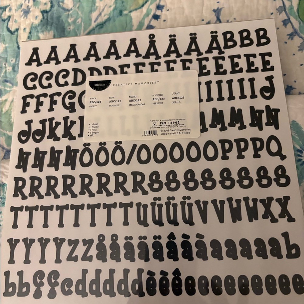 Creative Memories Black Swirly Alphabet Stickers